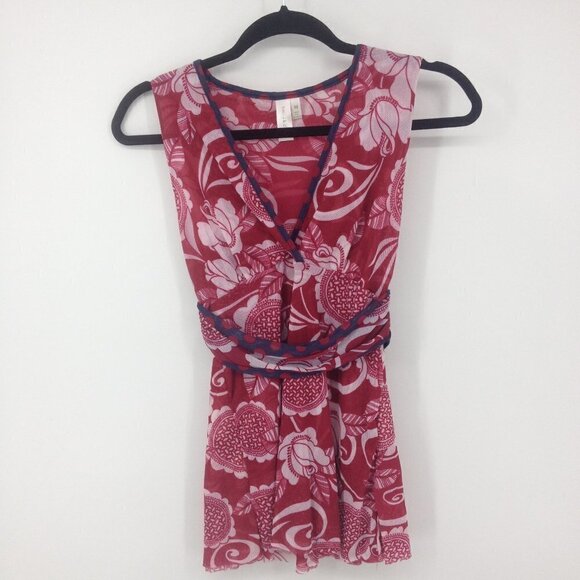 Daisy & Clover Floral 🌻Mesh Deep V Sleeveless Top - Picture 5 of 5